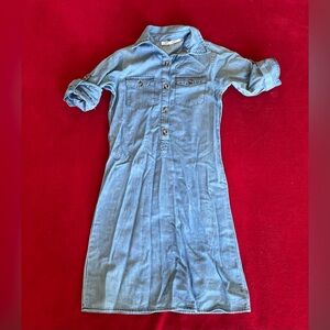 Speed Limit Girl's 3/4 Roll Tab Sleeve Collared Belted Denim Style Dress Sz: 7